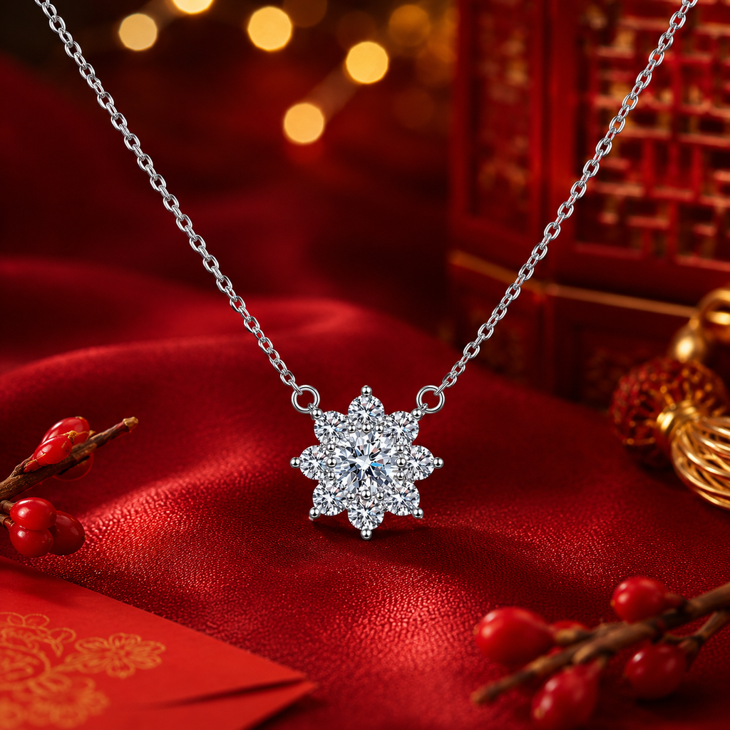 Dây chuyền bạc 925 moissanite dáng hoa – điểm sáng tinh tế, lấp lánh vừa đủ để khởi đầu Xuân an yên | Hải Hà Jewelry