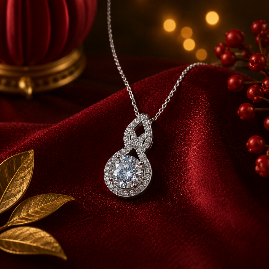 Dây chuyền bạc 925 đính kim cương Moissanite 1 Carat