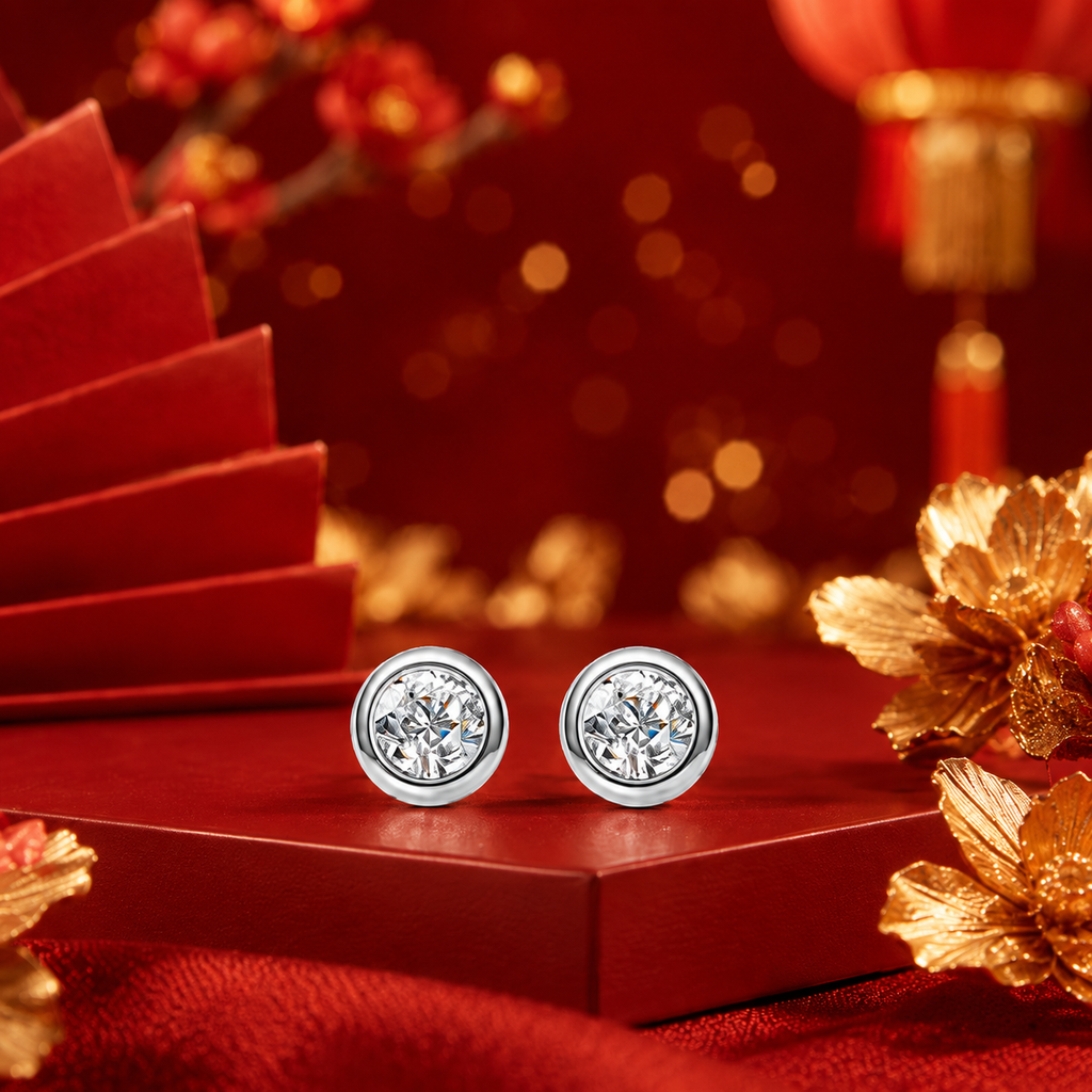 Bông tai nữ bạc 925 đính moissanite – dáng nụ tròn tối giản, nhẹ tai và tinh tế