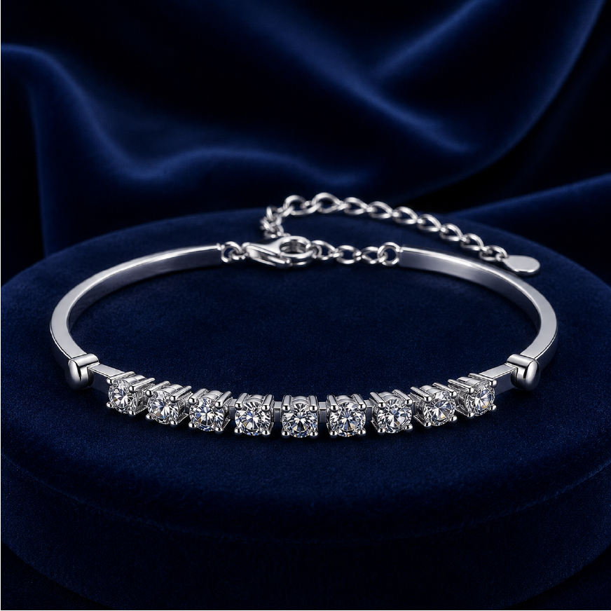 Vòng tay bạc s925 cao cấp đính Moissanite