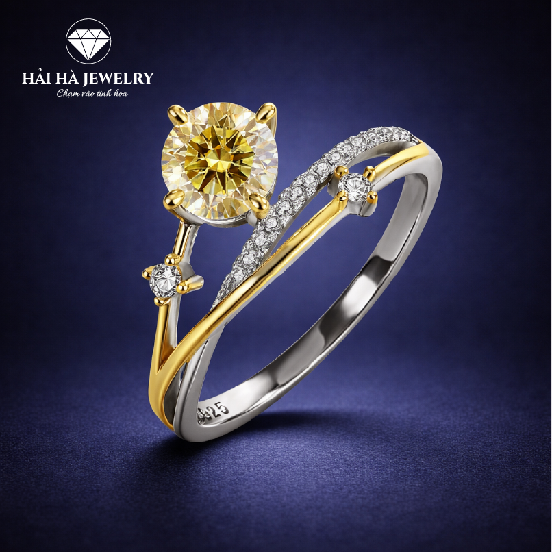 Nhẫn moissanite đôi nhánh giao hòa – Cân bằng trong những điều khác biệt | Hải Hà Jewelry