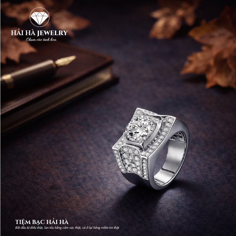 Nhẫn nam dáng khối vững – Sự lặng im của những điều đã chọn | Hải Hà Jewelry