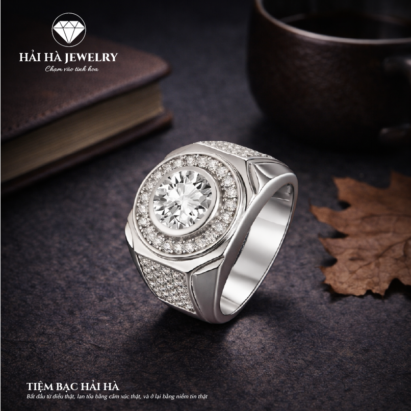 Nhẫn bạc nam tròn đầy và vững tâm | Hải Hà Jewelry