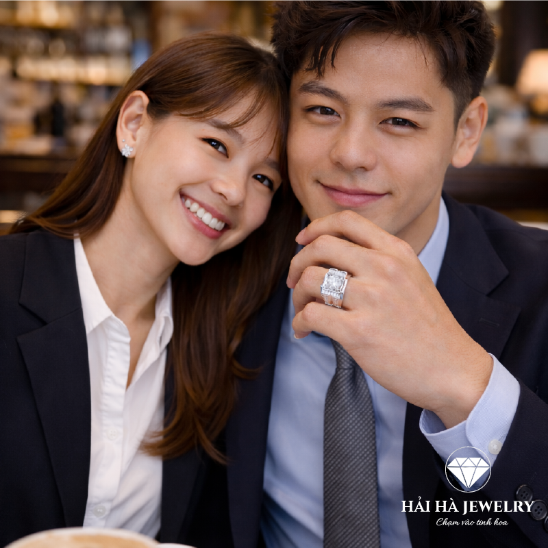 Nhẫn nam bản khối đính đá trung tâm – Vững vàng từ bên trong | Hải Hà Jewelry