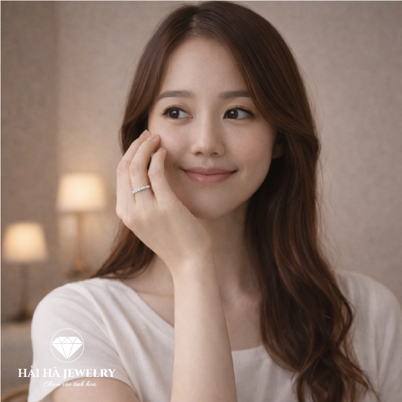 Nhẫn đá chạy nửa vòng – Ánh sáng đủ đầy cho những điều bền lâu | Hải Hà Jewelry