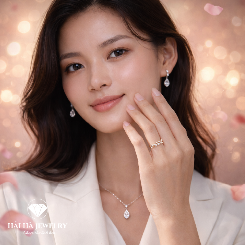 Nhẫn họa tiết lá đan cài – Dịu dàng như cách yêu thật | Hải Hà Jewelry