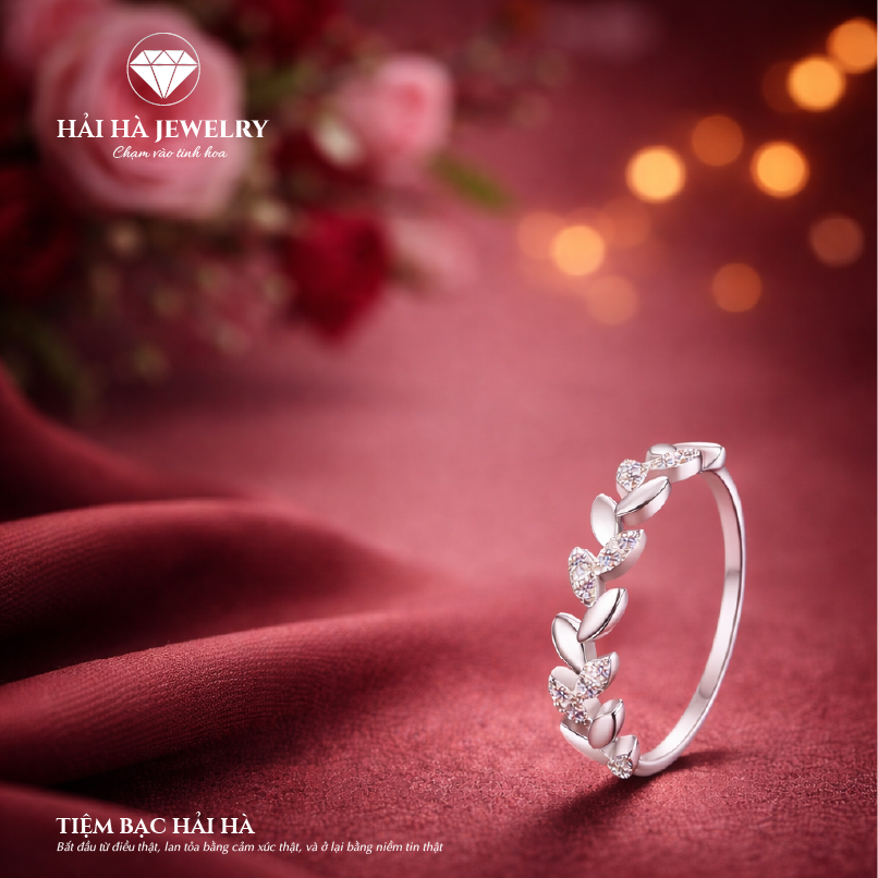 Nhẫn họa tiết lá đan cài – Dịu dàng như cách yêu thật | Hải Hà Jewelry