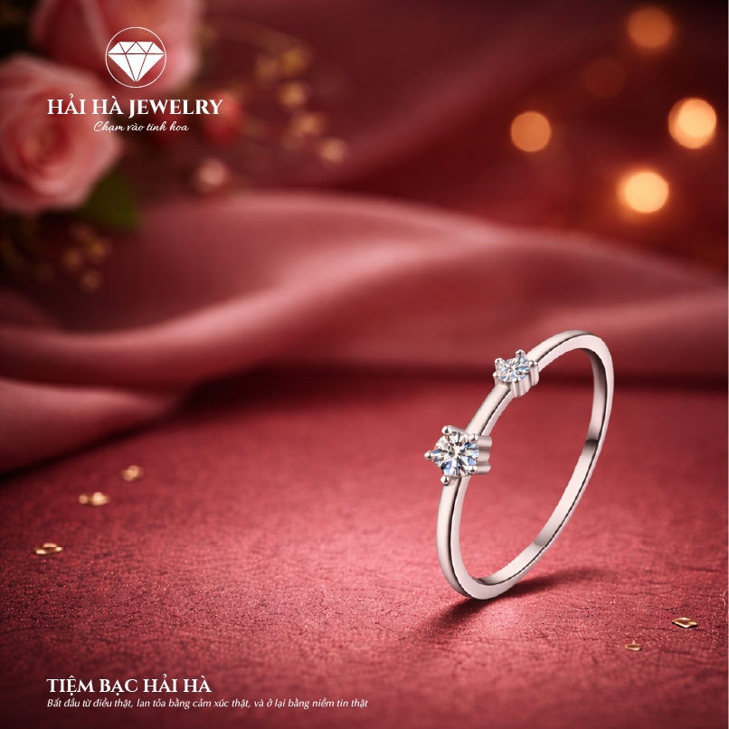 Nhẫn moissanite đôi đối xứng – Cân bằng trong những điều khác biệt | Hải Hà Jewelry
