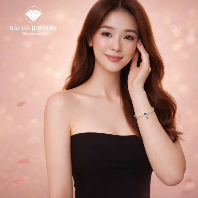 Vòng tay bạc 925 charm trái tim đa sắc – Dấu ấn cảm xúc mang tính cá nhân