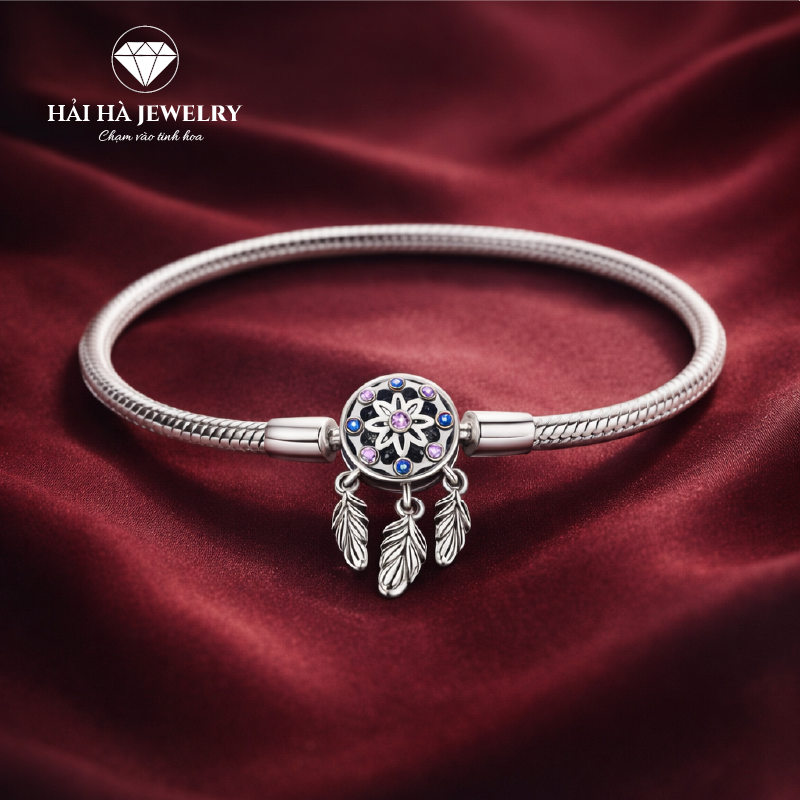 Vòng tay bạc 925 charm Dreamcatcher đá sắc – Giữ lại những điều nên ở lại