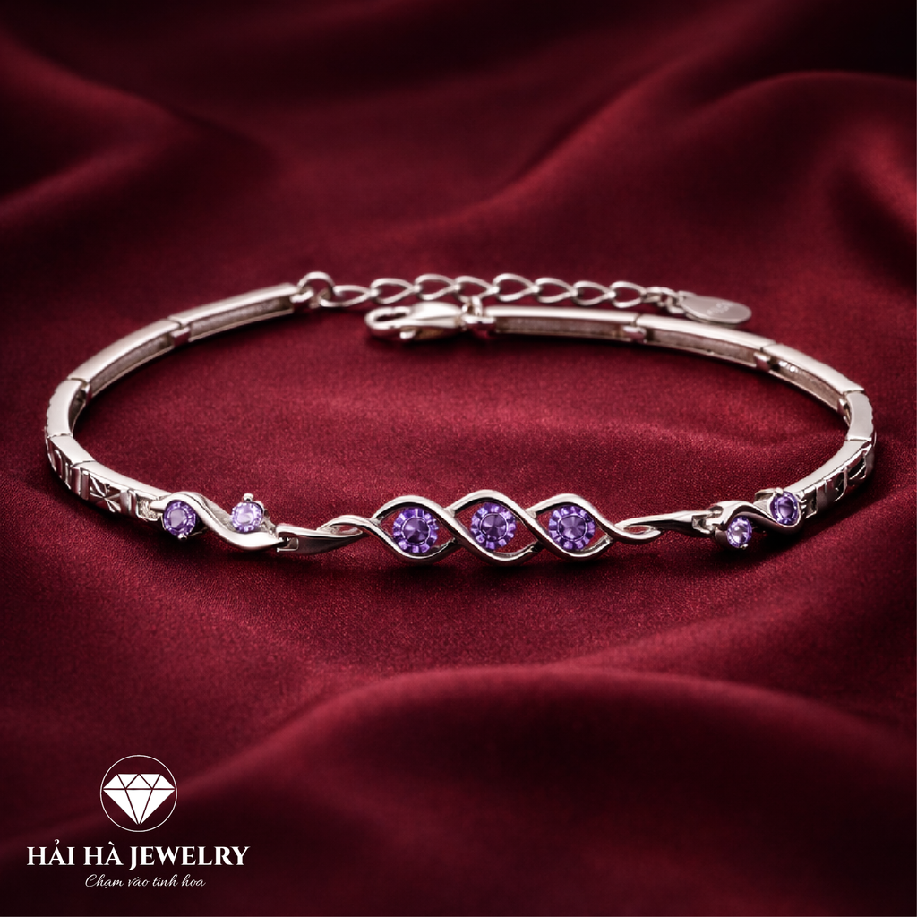 Vòng tay đá tím uốn lượn – Nhịp cảm xúc dịu êm | Hải Hà Jewelry