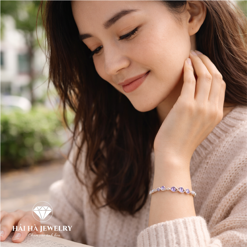 Vòng tay đá tím uốn lượn – Nhịp cảm xúc dịu êm | Hải Hà Jewelry