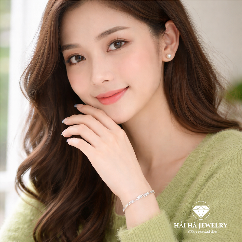 Vòng tay lá đá xếp – Dịu dàng như một nhịp thở | Hải Hà Jewelry