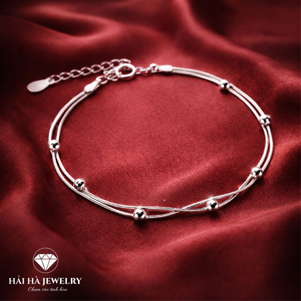 Vòng bạc dây đôi nhịp xoắn – Êm dịu trong từng chuyển động | Hải Hà Jewelry