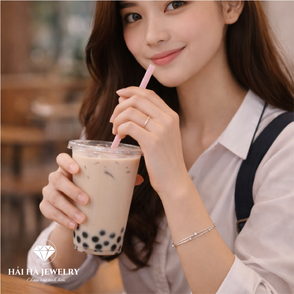 Vòng bạc dây đôi nhịp xoắn – Êm dịu trong từng chuyển động | Hải Hà Jewelry