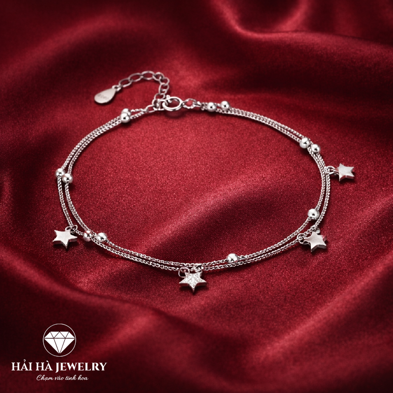 Vòng bạc dây đôi ngôi sao – Lấp lánh theo từng chuyển động | Hải Hà Jewelry