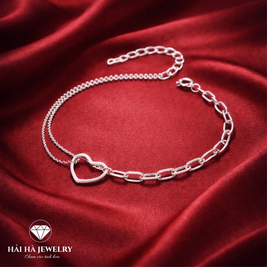 Vòng tay trái tim phối dây – Gắn kết từ những điều khác biệt | Hải Hà Jewelry