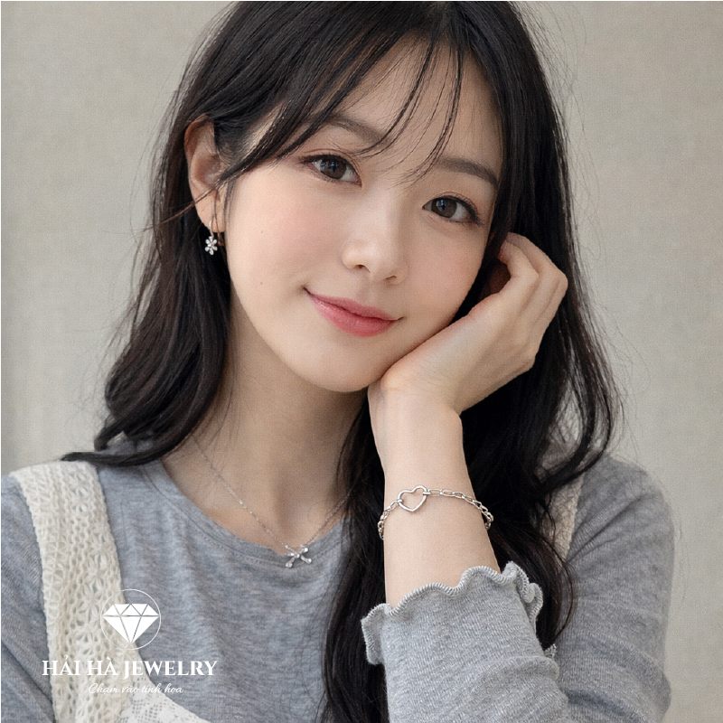 Vòng tay trái tim phối dây – Gắn kết từ những điều khác biệt | Hải Hà Jewelry