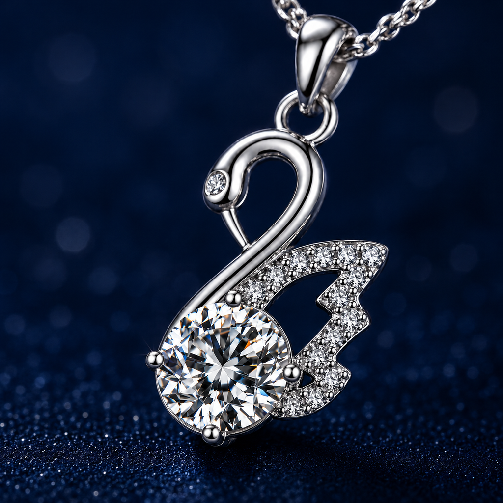 Dây chuyền bạc 925 đính kim cương Moissanite Thiên Nga 1 Carat
