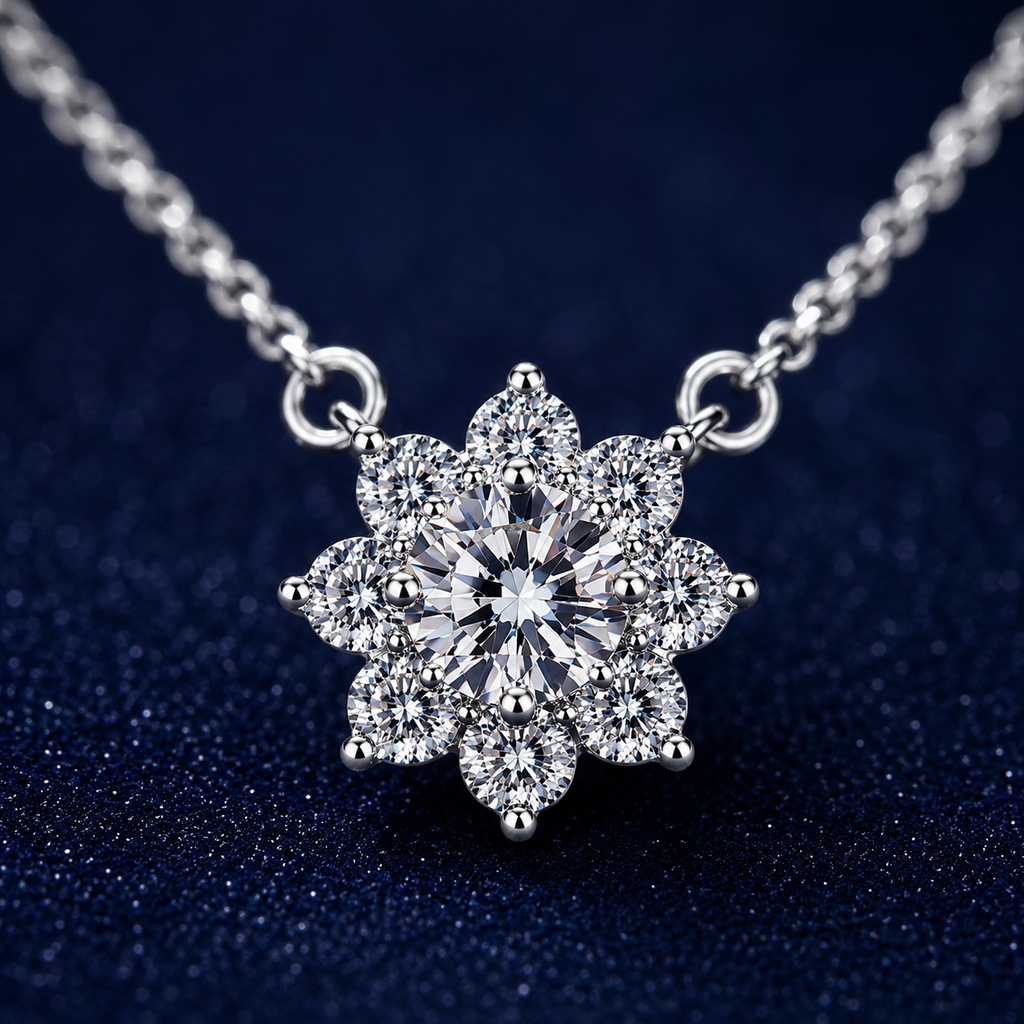 Dây chuyền bạc 925 moissanite dáng hoa – điểm sáng tinh tế, lấp lánh vừa đủ để khởi đầu Xuân an yên | Hải Hà Jewelry