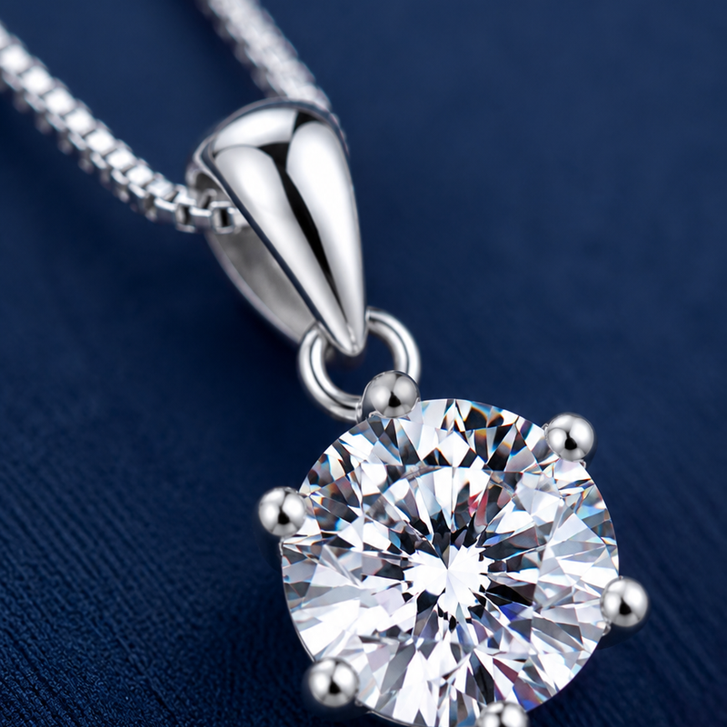 Dây chuyền bạc 925 đính moissanite dáng solitaire tinh gọn | Hải Hà Jewelry