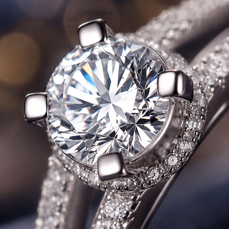 Nhẫn nữ bạc 925 đính kim cương Moissanite 0,8 Carat