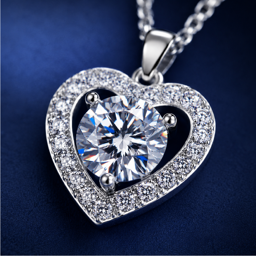 Dây chuyền bạc 925 đính moissanite dáng trái tim | Hải Hà Jewelry