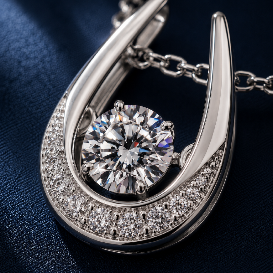 Dây chuyền bạc 925 đính moissanite dáng móng ngựa | Hải Hà Jewelry