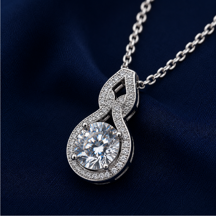 Dây chuyền bạc 925 đính kim cương Moissanite 1 Carat