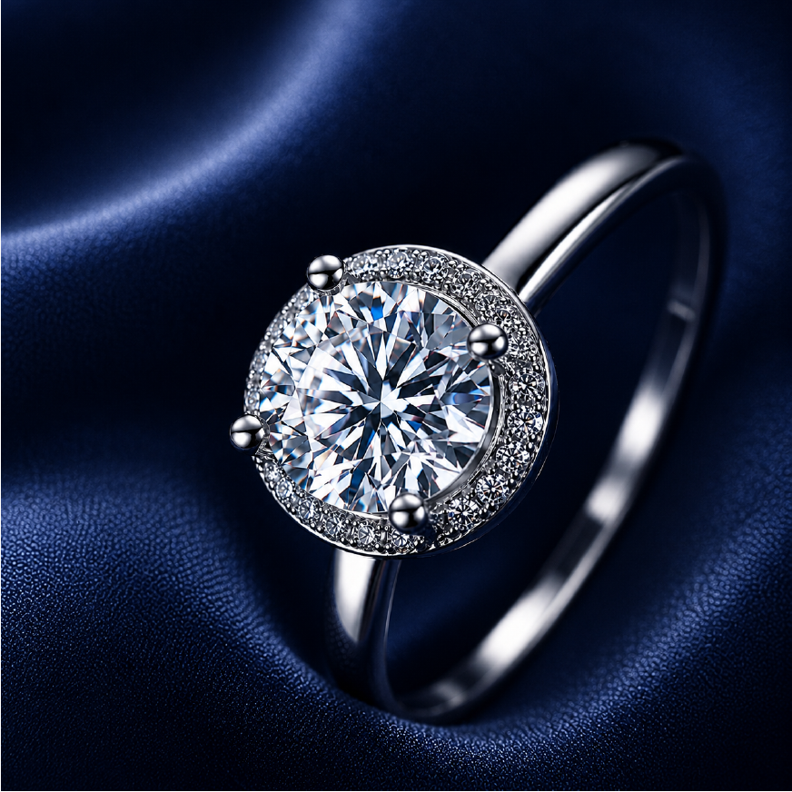 Nhẫn nữ bạc 925 đính kim cương Moissanite 0,5 Carat