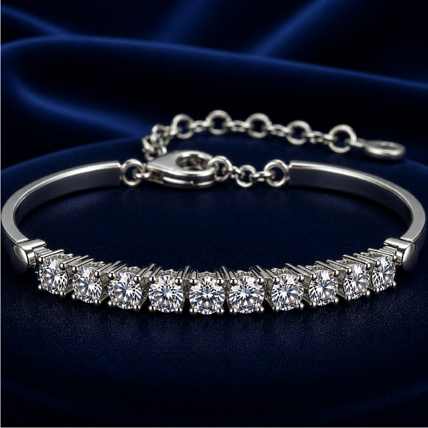Vòng tay bạc s925 cao cấp đính Moissanite
