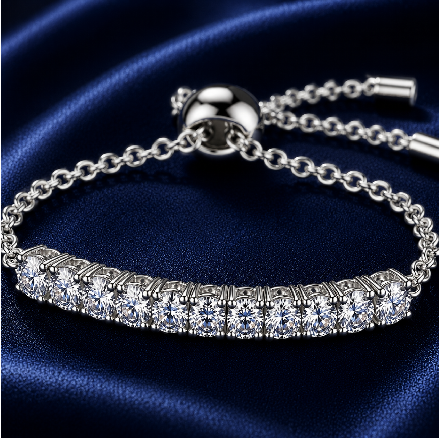 Vòng tay bạc 925 đính kim cương Moissanite 0,1x13 Carat