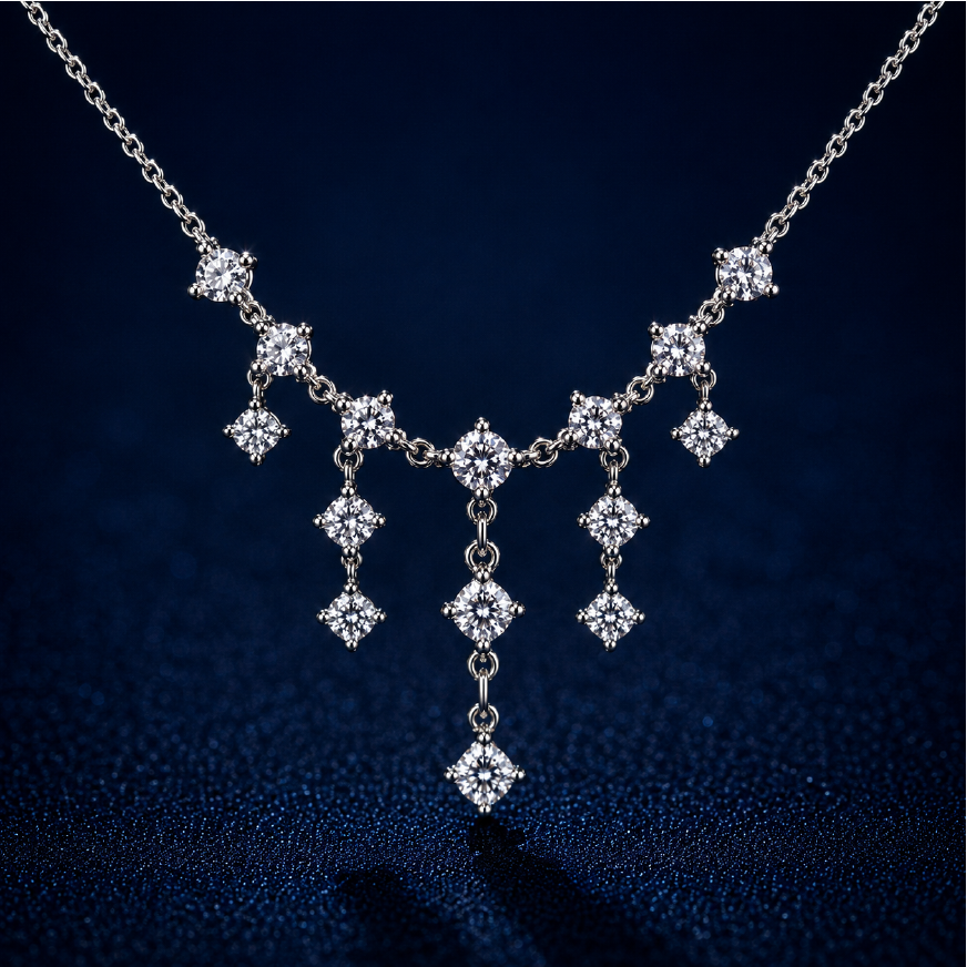 Dây chuyền bạc S925 đính moissanite 0,1x18 Carat cao cấp