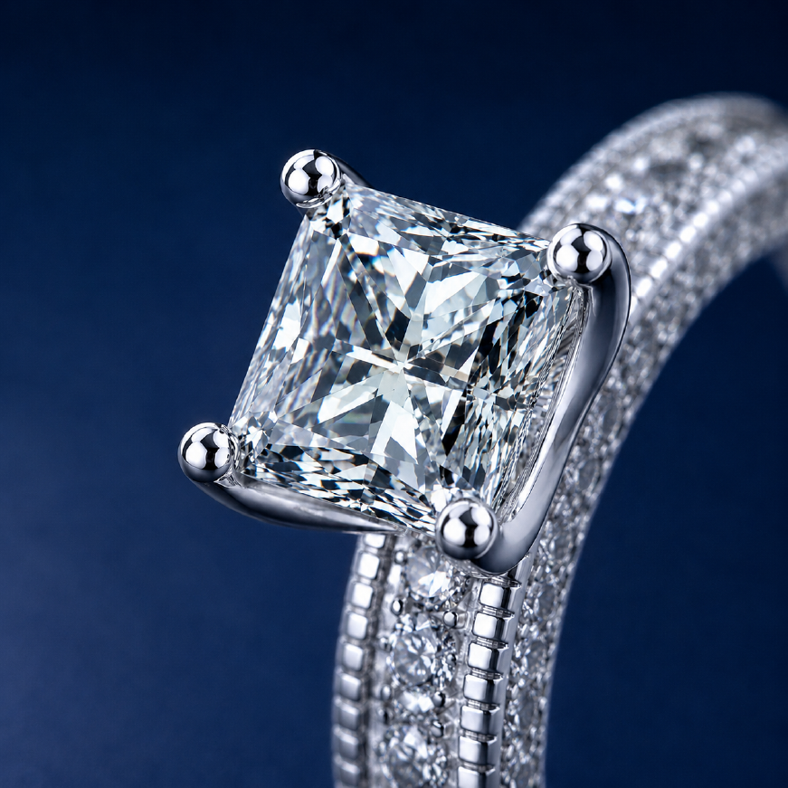 Nhẫn nữ bạc 925 đính kim cương Moissanite 1,2 Carat