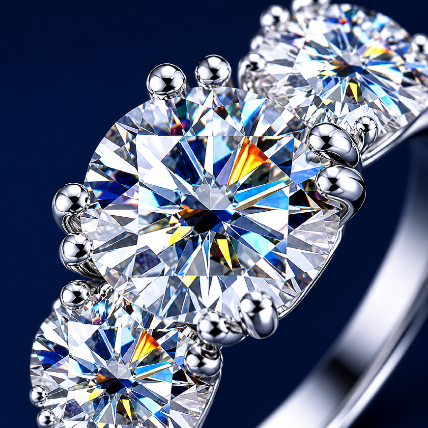 Nhẫn nữ bạc 925 đính kim cương Moissanite 3 Carat