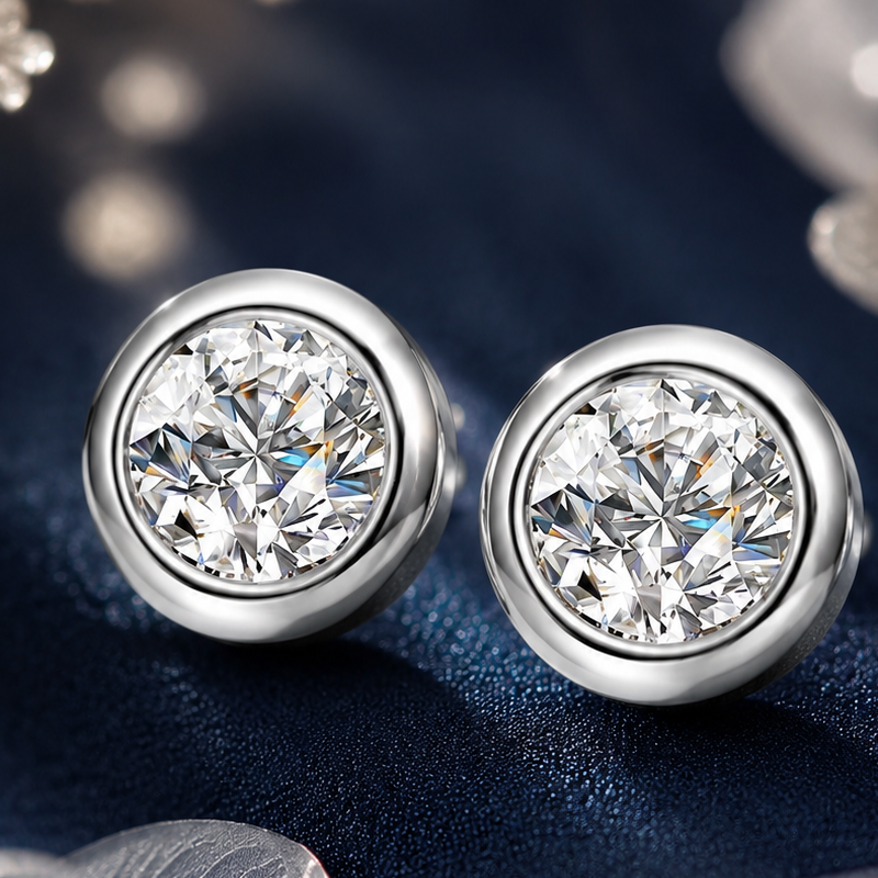 Bông tai nữ bạc 925 đính moissanite – dáng nụ tròn tối giản, nhẹ tai và tinh tế