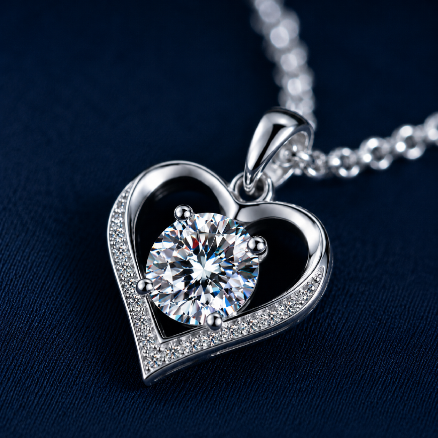 Dây chuyền bạc 925 đính moissanite dáng trái tim | Hải Hà Jewelry