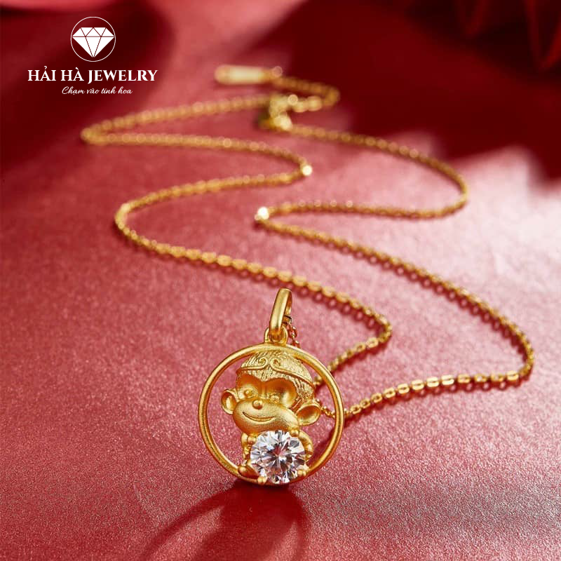 Dây chuyền con giáp tuổi Thân bạc mạ vàng – Giữ một sự linh hoạt nhẹ nhàng và sáng rõ | Hải Hà Jewelry