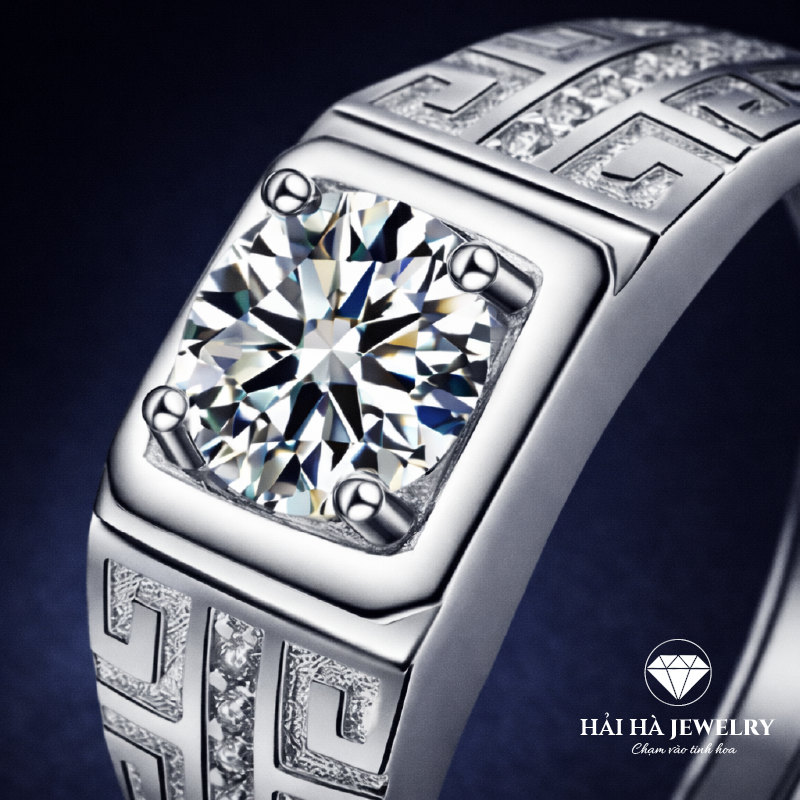 Nhẫn bạc nam họa tiết vững vàng | Hải Hà Jewelry