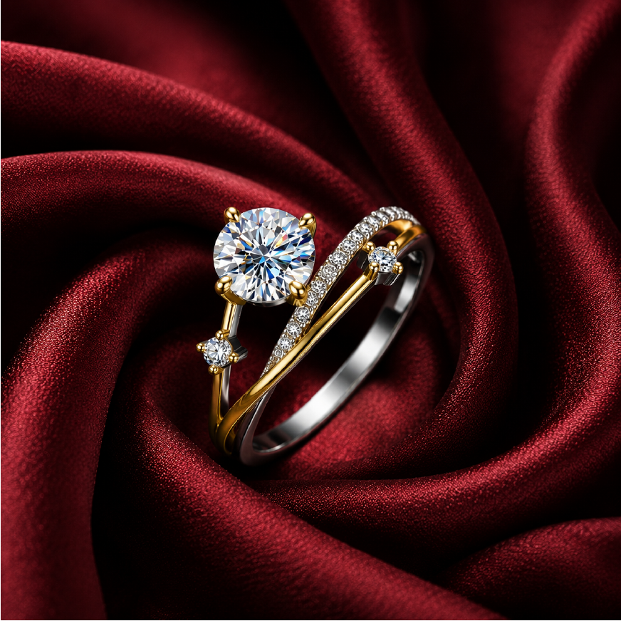 Nhẫn moissanite đôi nhánh giao hòa – Cân bằng trong những điều khác biệt | Hải Hà Jewelry