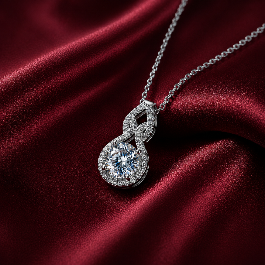 Dây chuyền bạc 925 đính kim cương Moissanite 1 Carat