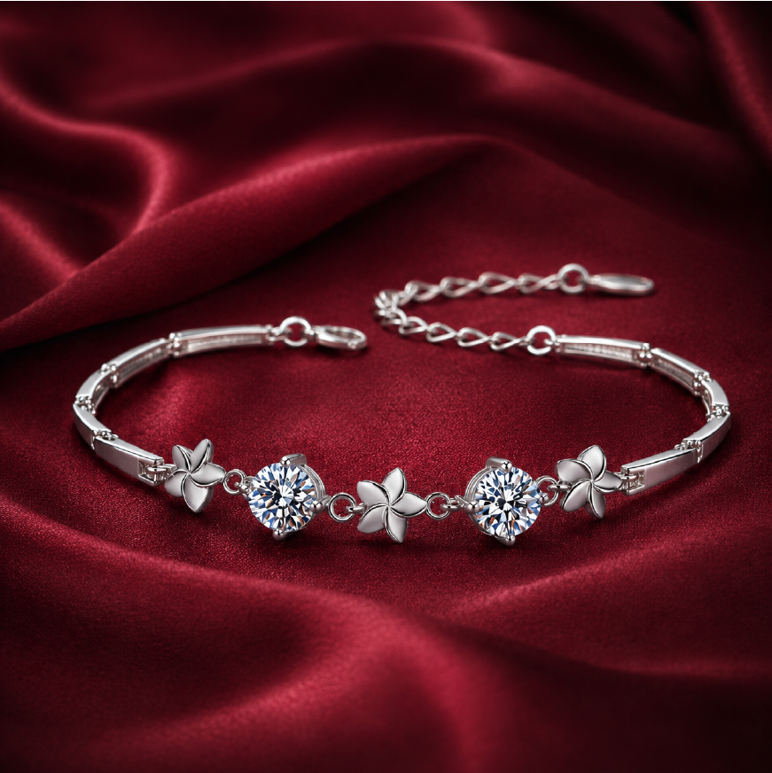Vòng tay bạc 925 đính kim cương Moissanite 0,5x2 Carat