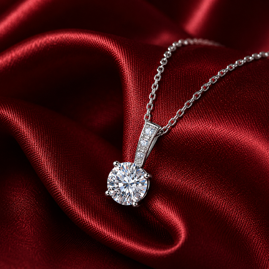 Dây chuyền bạc 925 đính moissanite dáng tròn tinh tế | Hải Hà Jewelry