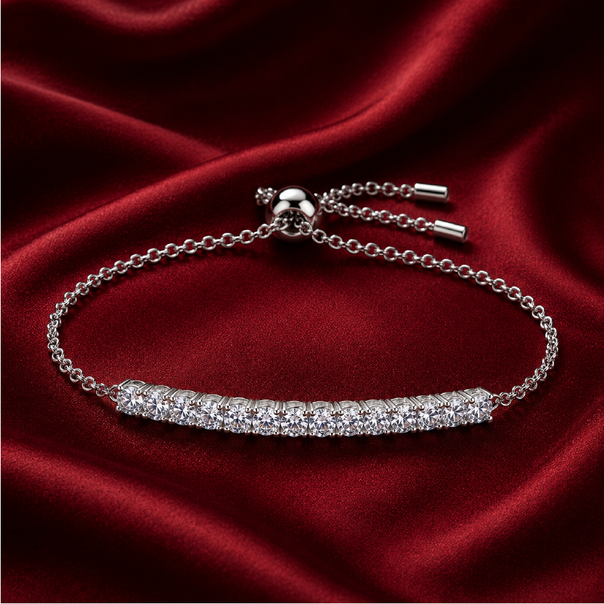Vòng tay bạc 925 đính kim cương Moissanite 0,1x13 Carat