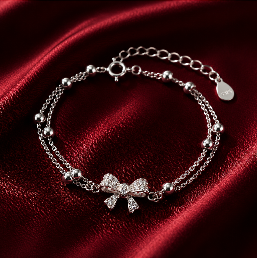 Vòng tay nơ đôi bi tròn – Dịu dàng được giữ cân bằng | Hải Hà Jewelry