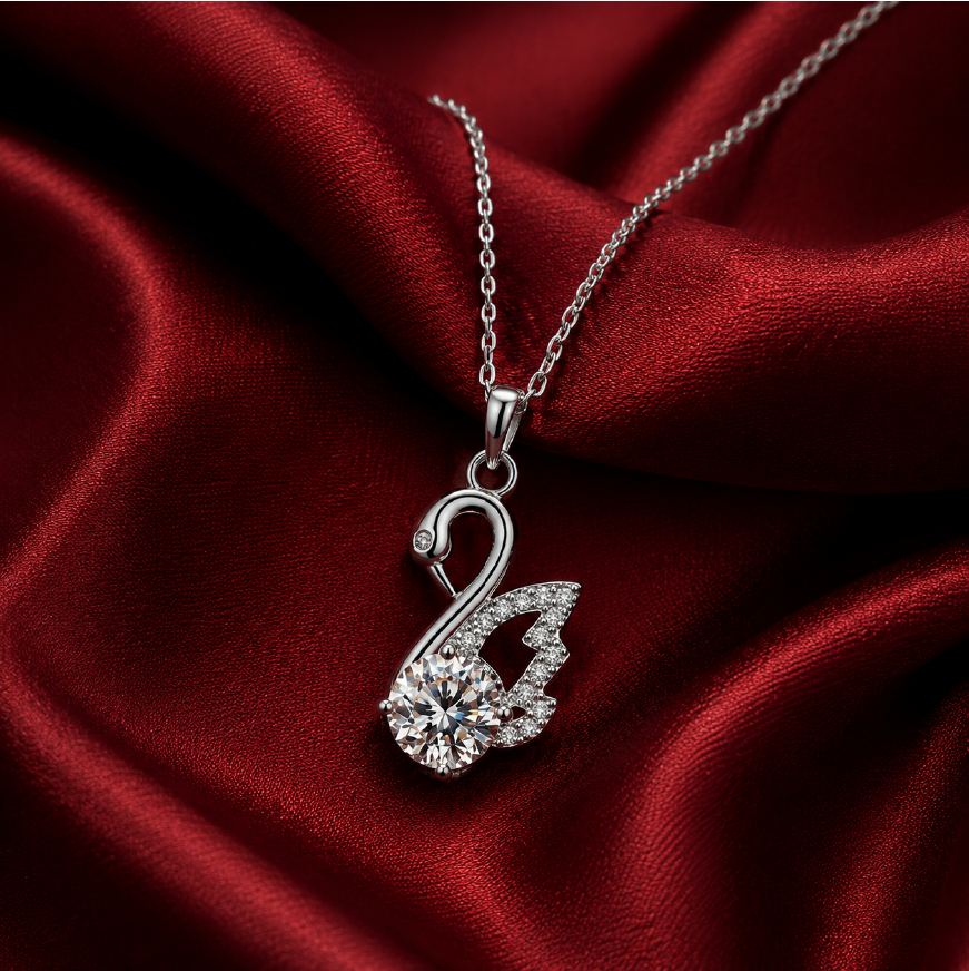 Dây chuyền bạc 925 đính kim cương Moissanite Thiên Nga 1 Carat