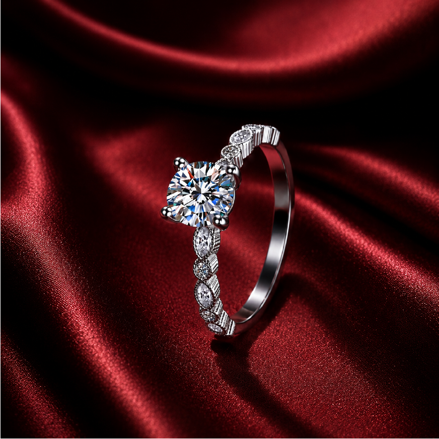 Nhẫn nữ bạc S925 cao cấp đính moissanite 1 carat