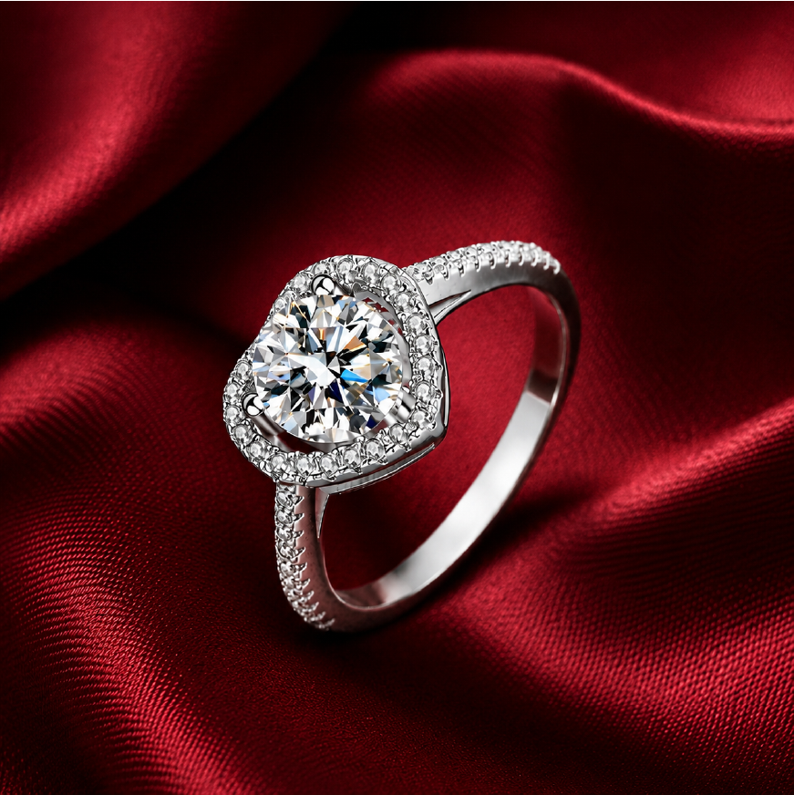 Nhẫn nữ bạc 925 đính moissanite dáng trái tim – dịu dàng trong từng điểm chạm