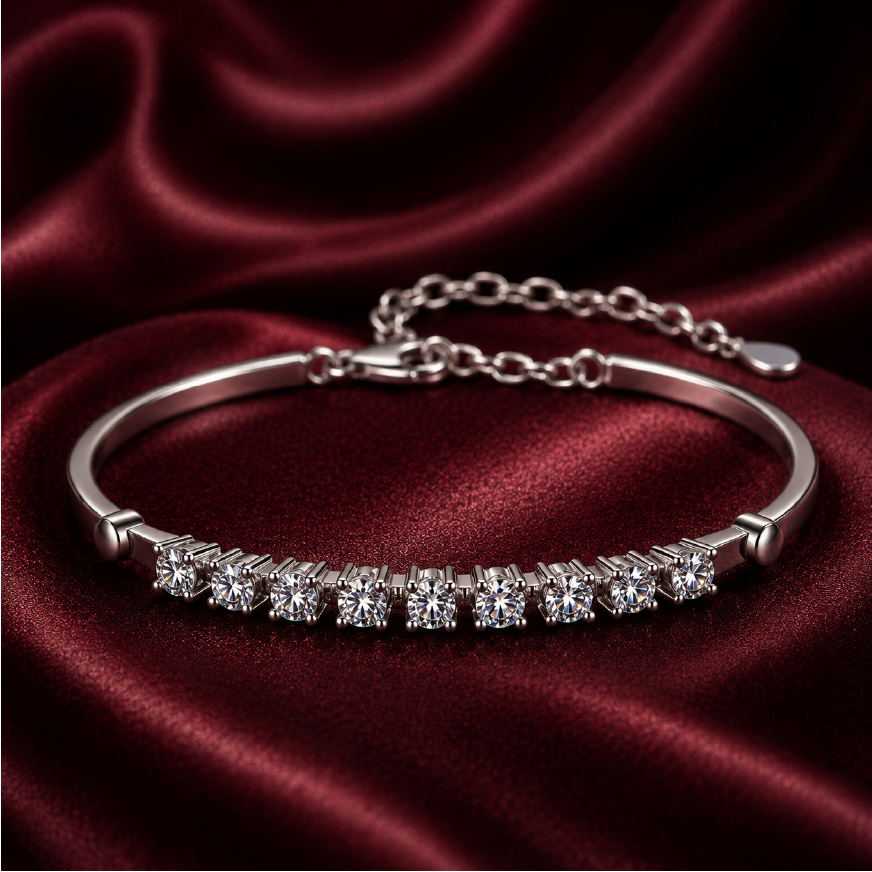 Vòng tay bạc s925 cao cấp đính Moissanite