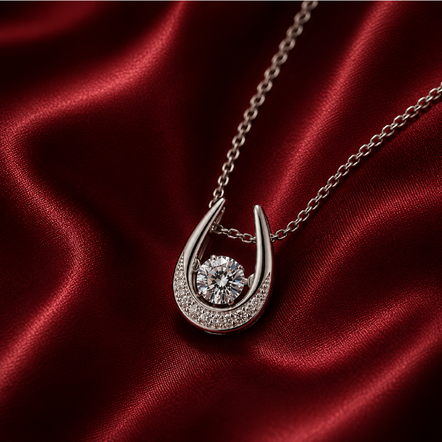 Dây chuyền bạc 925 đính moissanite dáng móng ngựa | Hải Hà Jewelry